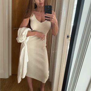 Reformation Cream Ribbed Maxi Dress